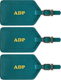 Personalized Monogrammed Leather Luggage Tags - 3 Pack