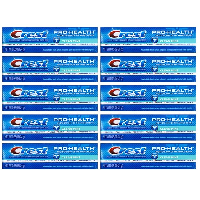 Crest Pro-Health, Clean Mint Toothpaste, 0.85 oz (24g) - Pack of 10