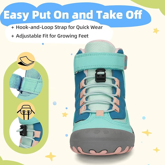 Mishansha Kids Water Resistant Hiking Boots, Boys Girls Anti Collision Anti-Skid Athletic Outdoor Adventure Trekking Shoes