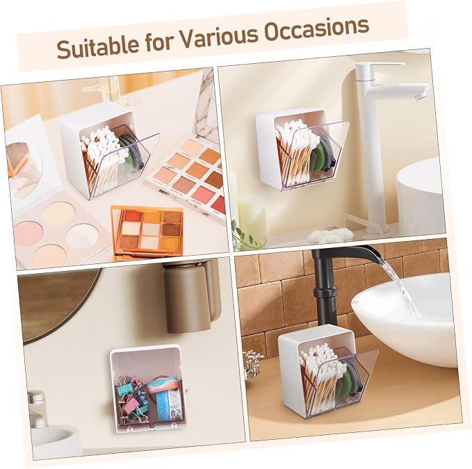 Ciieeo 4pcs Cotton Swab Dispenser Double-compartment Design for Organized Storage Bathrooms Bedrooms and Dressing Rooms Elegant Holder for Easy Access to Cotton and Swabs