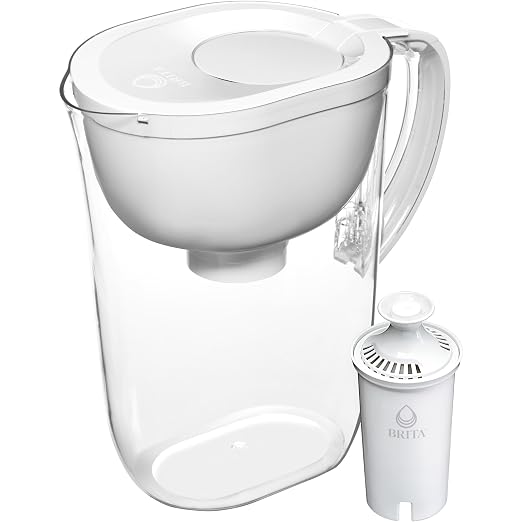 Brita Large 10-Cup Water Filter Pitcher, WQA NSF/ANSI Certified, Removes Chlorine Taste & Odor, Reduces Zinc, Copper & Mercury, 1 Standard Filter, Lasts 2 Months, Bright White