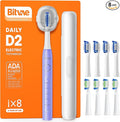 Bitvae Ultrasonic Electric Toothbrush for Adults and Kids, ADA Accepted Travel Toothbrush with Rechargeable 60-Day Battery Life, 5 Modes, 8 Heads, Case, Holder, Purple