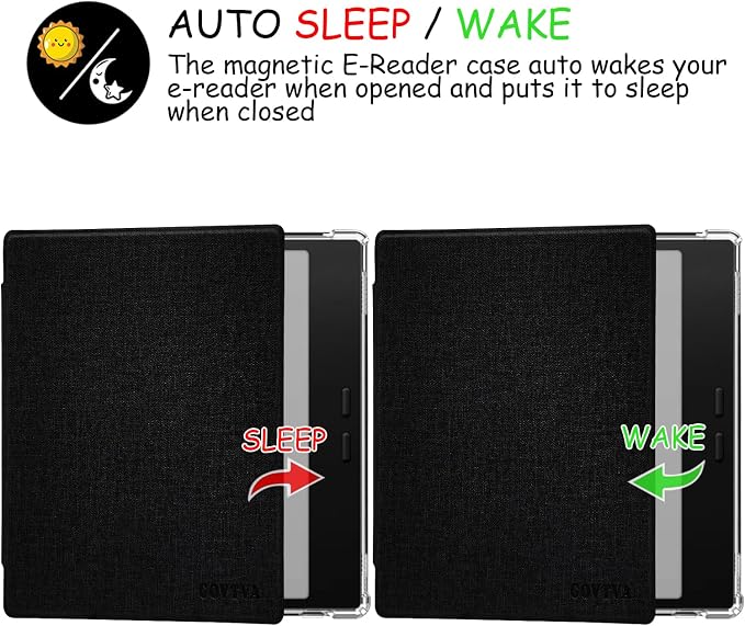GOVTVA Transparent TPU Back Case for Onyx Boox Go Color 7 (Gen 1/2, 2024/2025) / Boox Go 7 Ultra-Thin Enhanced Auto Sleep/Wake Cover with Thickened Corners, Magnetic Closure (Cloth Black)