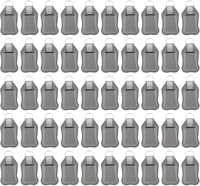 Pomya 30ml Refillable Travel Bottles | LeakProof Keychain Holders Set For Hand Sanitizer & Lotion (Gray)