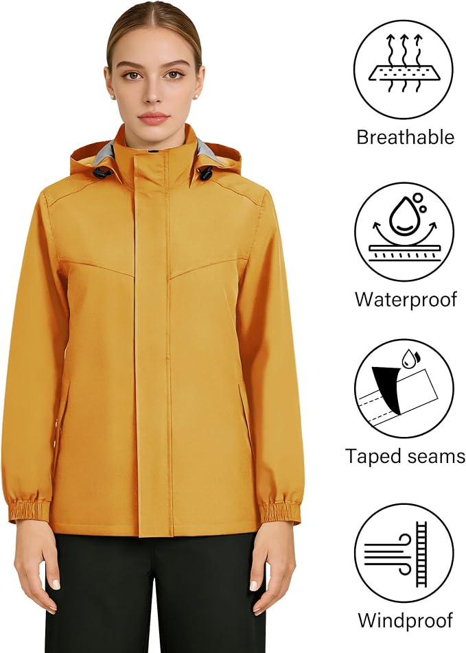 iCreek Rain Suit Waterproof Hooded Rain Gear Breathable Lightweight Packable Rain Jacket Pants Men Women for Hiking Fish Golf