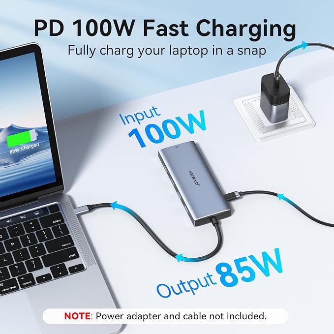 USB C Hub Multiport Adapter, 10-in-1 USB C to HDMI Ethernet Hub with 4K HDMI, 100W PD, Gigabit Ethernet, USB-C Data Port, 2×USB 3.0, 2×USB 2.0, SD/TF Card Reader for MacBook/Dell/HP/Windows Laptops