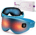 100% Silk Wireless Heated Eye Mask with Cooling, Relieves Dry Eye Syndrome and Puffy, Reduces Dark Circles, Adjustable Velcro Design and Washable Cover, Suitable for Travel & Gifts-Blue