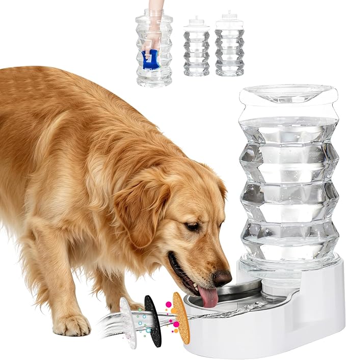 RIZZARI 8L Stainless Steel Gravity Pet Water Dispenser – Auto-Refill | No Electricity Needed,Wide-Mouth Cleaning,Triple Filtration,BPA-Free Materials,Visible Water Level
