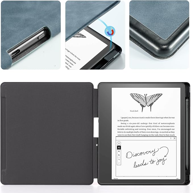 CoBak Case for Kindle Scribe - All New PU Leather Cover with Auto Sleep Wake Feature for Kindle Scribe 10.2" 2022 & 2024 Released with Pen Holder