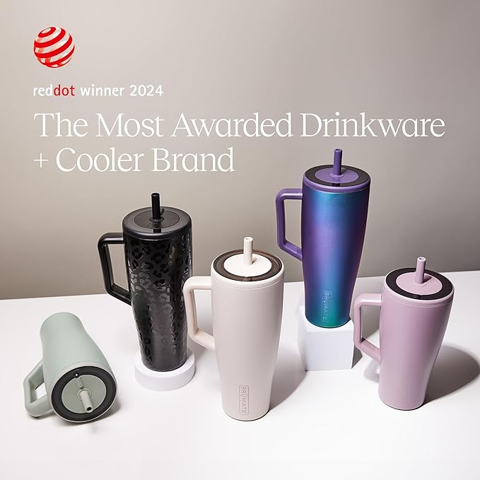 BrüMate Era 30 oz Tumbler with Handle and Straw | 100% Leakproof Insulated Water Bottle Tumbler with Lid and Flexible SoftSip Straw | Made of Stainless Steel | Cup Holder Friendly | 30oz (Lavender)