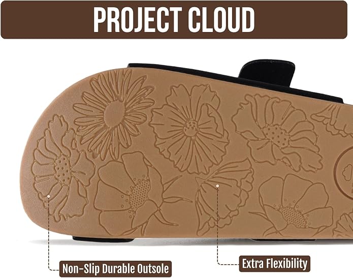Project Cloud Womens Sandals - Adjustable Buckle Sandals for Women 2026 with Plush Insole - Lightweight & Non Slip Slides for Women Footwear