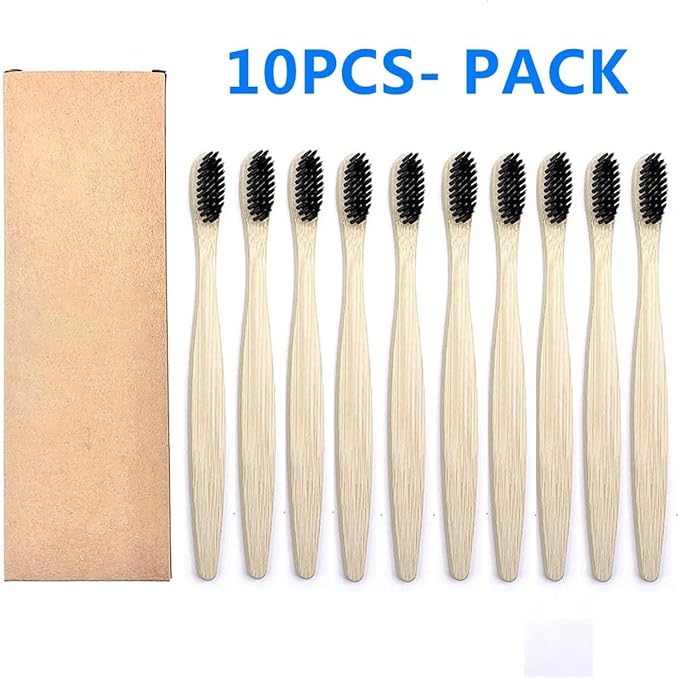 Manual Toothbrush 10PCS Colorful Toothbrush Set Soft Bristle Teeth Whitening Toothbrushes Soft Care Toothbrush(10PCS Black Color)