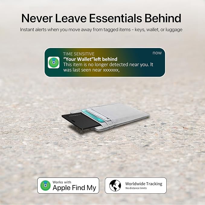 3 Pack Slim Wallet Tracker Card, [Apple MFi Certified], Wireless Rechargeable Bluetooth Finder, Credit Card Size Item Locator, IP67 Water Resistant Tracker for Keys, Bags, Passport, Travel, iOS Only
