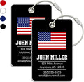 Personalized Luggage Tag with American Flag | 2 Pack | Custom Luggage Tags for Suitcases | Kids Backpack Tag | 4 Color Options & Choose Font, Font Color