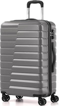 Coolife Medium Checked Luggage with Spinner Wheels, Hardside Suitcase TSA Lock Lightweight Travel Luggage 24-inch,Gray