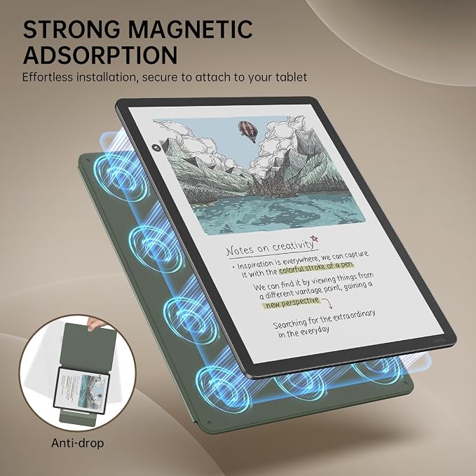 MoKo Magnetic Case for All-New 11" Kindle Scribe 2025(3rd Generation) & Kindle Scribe Colorsoft 2025(1st Generation) - Slim Folio Premium PU Leather Cover with Pen Clasp & Auto Sleep Wake, Celadon