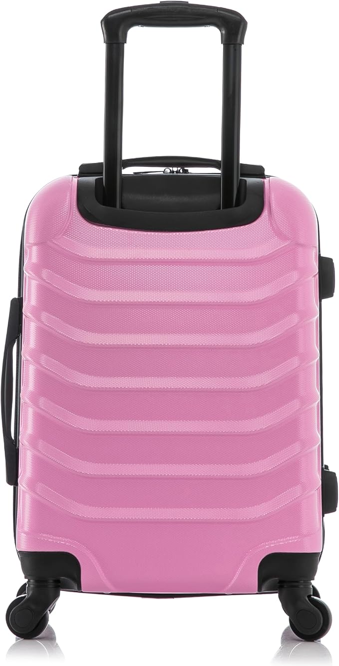 InUSA ENDURANCE Luggage with Spinner Wheels | Durable Lightweight Hardshell Suitcase, Spacious Travel Bag with Handle and Trolley | 20-Inch Carry On Small Luggage | Pink