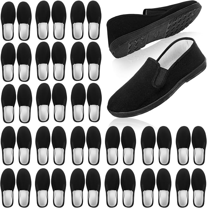 Chicingyou Homeless Care Package Supplies Tennis Shoes Bulk for Homeless Men Women Black Cloth Shoes Bulk Size S M L