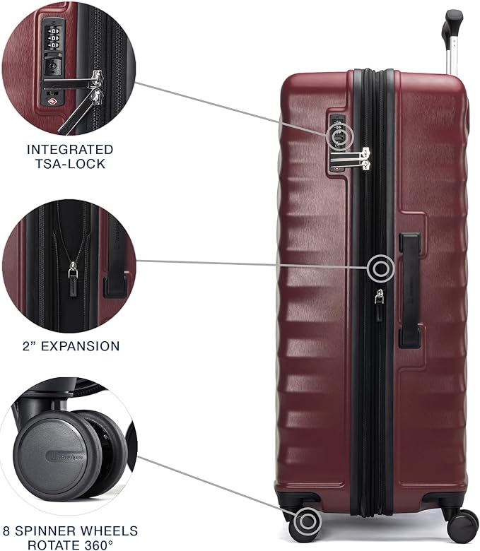Travelpro Maxlite Air V2 Hardside Expandable Luggage, 8 Spinner Wheels, Lightweight Hard Shell, TSA lock, Cabernet, 2-Piece Set (20/28)