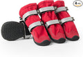 Spark Paws Dog Rainboots, Waterproof Dog Shoes for Medium to Large Dogs, Non Slip, Dog Booties and Paw Protectors - 4PCS Doggie Hiking Boots with Reflective Straps - Red, Size 7