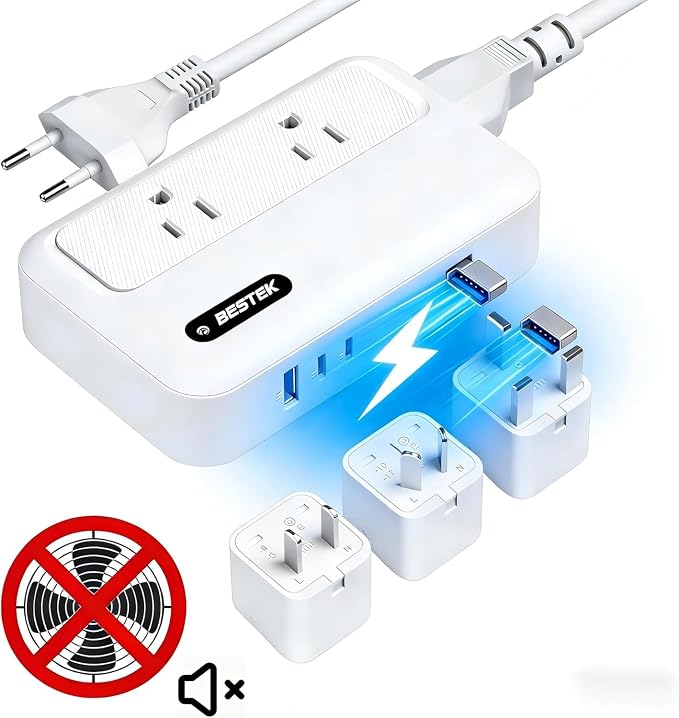 BESTEK 220v to 110v Converter with USB C 35w, 300W AC Peak Voltage Converter US to Europe, Universal Travel Adapter for Hair Straightener/Curling Iron with EU UK FR DE ES AU Travel Adapter