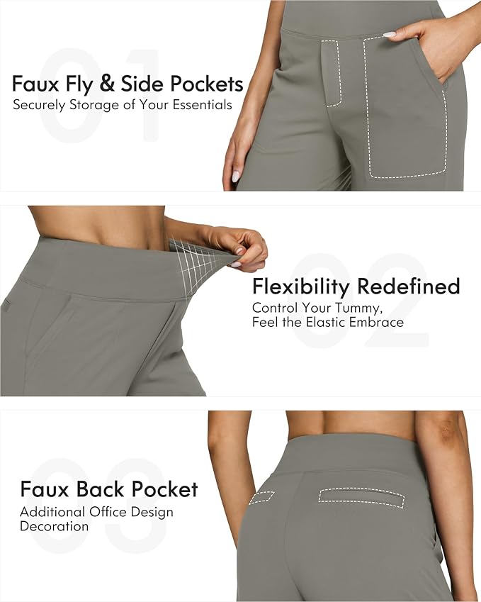 G4Free EverGoing Yoga Pants Women Wide Leg Pants with Pockets High Waist Stretch Dress Casual Sweatpants Petite/Regular/Tall