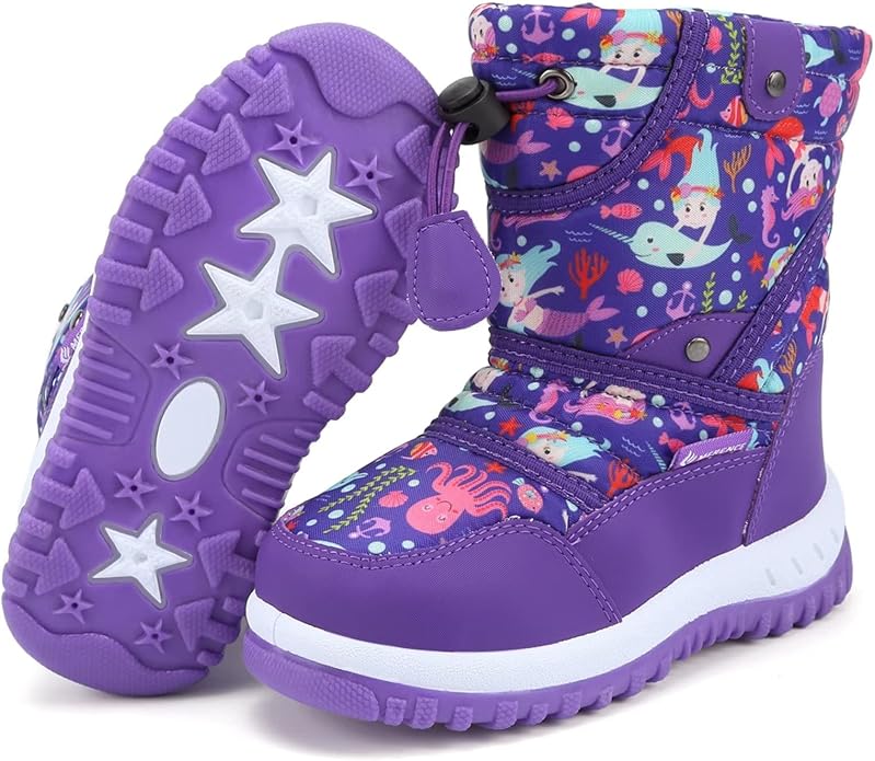 CIOR Winter Snow Boots for Boy and Girl Outdoor Waterproof with Fur Lined(Toddler/Little Kids)