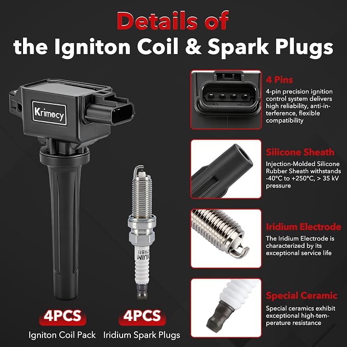 UF656 Ignition Coil Packs and Iridium Spark Plugs Compatible with 12-20 Mazda 3/14-20 Mazda 6/16-19 CX-3/13-18 CX-5/16-18 MX-5 Miata 2.0L 2.5L L4