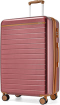 Kono 28 Inch Large Suitcase, Expandable for Long Trips, Impact-Resistant ABS+PC & Silent Wheels, Burgundy