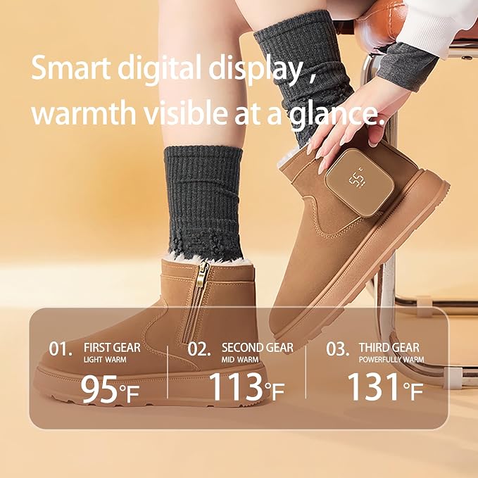 Heated Boots for Women & Men, Waterproof Winter Heated Shoes with 3500mAh Rechargeable Battery, 3-Level Warming, Electric Foot Warmer for Indoor & Outdoor Use, Heated Slippers for Woman