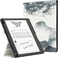 CoBak Case for E-Reader - All New PU Leather Cover with Auto Sleep Wake Feature for Tablet Reader 10.2" 2022 & 2024 Released with Pen Holder (not Compatible with Remarkable),Ink Painting