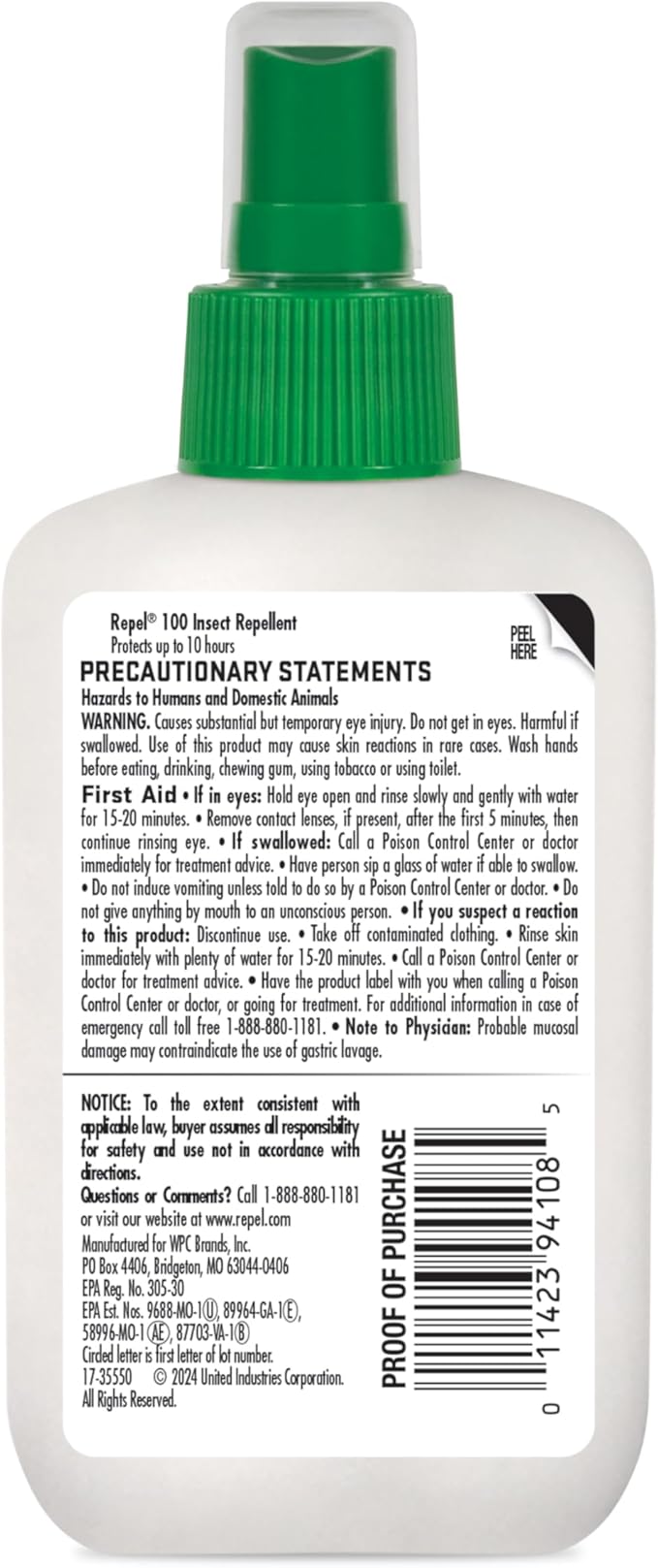 Repel 100 Insect Repellent, 4 Ounces, With DEET, 10-Hour Protection Long- Lasting Insect Repellent Pump Spray Repels Mosquitoes, Ticks, Gnats, Biting Flies, Chiggers And Fleas, 6 Pack