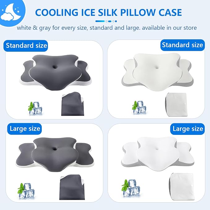 Cervical Neck Pillow for Neck Pain Relief & Side Sleeper | Ergo Pillow for Sleep Apnea, Neck Pain, and Snoring Relief | Orthopedic Memory Foam with Ergonomic Neck Support, White, Large