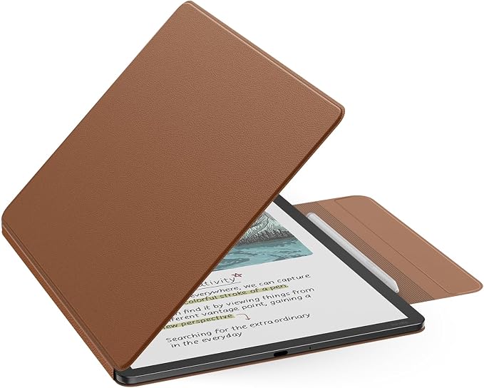 MoKo Magnetic Case for All-New 11" Kindle Scribe 2025(3rd Generation) & Kindle Scribe Colorsoft 2025(1st Generation) - Slim Folio Premium PU Leather Cover with Pen Clasp & Auto Sleep Wake, Brown