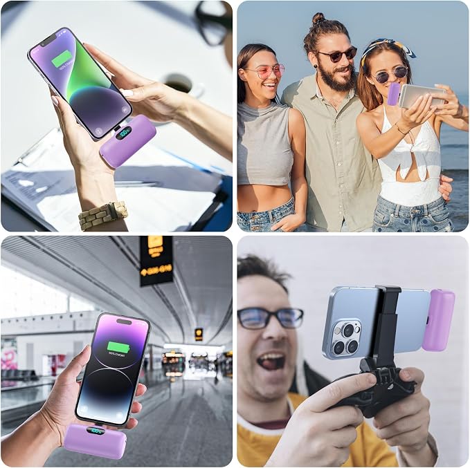 Small Portable Charger for iPhone 5000mAh, PD Fast Charging Power Bank,Mini Battery Pack Portable Phone Charger Travel Essentials for iPhone 14/14 Pro Max/13/13 Pro/12 Pro/11/XS/XR/X/8/7/6/SE-Purple