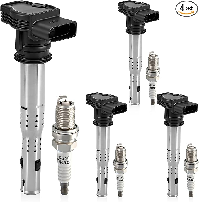 UF575 Ignition Coil Packs and Iridium Spark Plugs Compatible with Audi A3 A4 A5 A6 Q3 Q5 RS5 TT Allroad/Volkswagen Beetle CC EOS GTI Jetta Passat