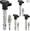 UF575 Ignition Coil Packs and Iridium Spark Plugs Compatible with Audi A3 A4 A5 A6 Q3 Q5 RS5 TT Allroad/Volkswagen Beetle CC EOS GTI Jetta Passat