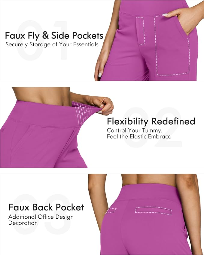 G4Free EverGoing Yoga Pants Women Wide Leg Pants with Pockets High Waist Stretch Dress Casual Sweatpants Petite/Regular/Tall