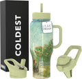 Coldest Tumbler with Handle and Straw, 100% Leak Proof Insulated Tumbler with Lid and Straw (3 Lids), Stainless Steel Tumblers for Women & Men, Cup Holder Friendly Base, 36 oz (Courting Couples)