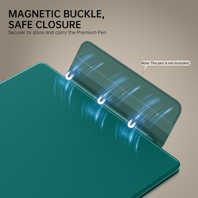 MoKo Magnetic Case for All-New 10.2" Kindle Scribe (2024/2022 Released) - Slim Folio Premium PU Leather Cover with Pen Clasp & Auto Sleep Wake for Kindle Scribe 10.2 Inch, Jade Green