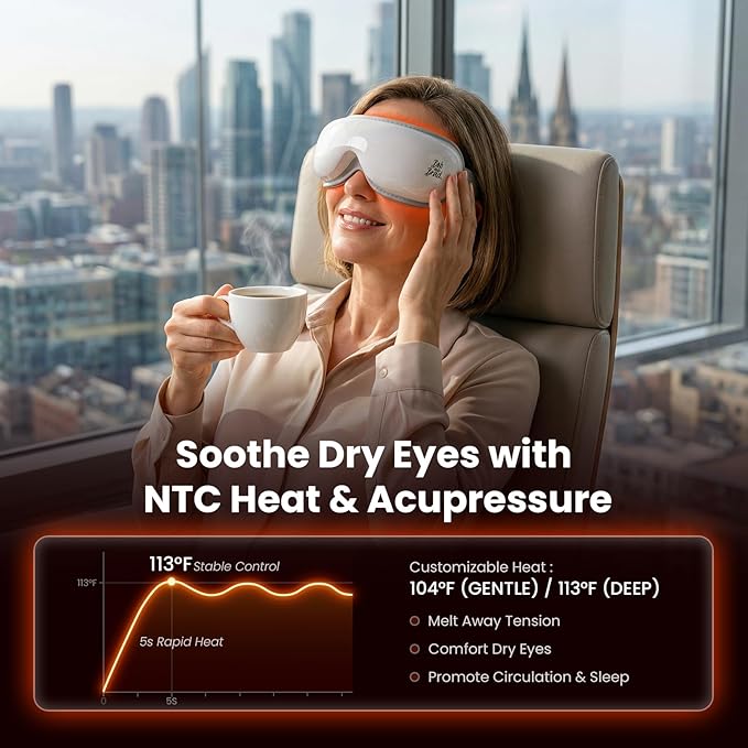 BOB AND BRAD Eye Massager with Heat and Cooling, FSA-HSA Eligible, EyeOasis 3 Heated Eye Massager Mask for Dry Eyes, Migraines, Headaches Relief, Reduce Strain, Improve Sleeping, Birthday Gift for Her