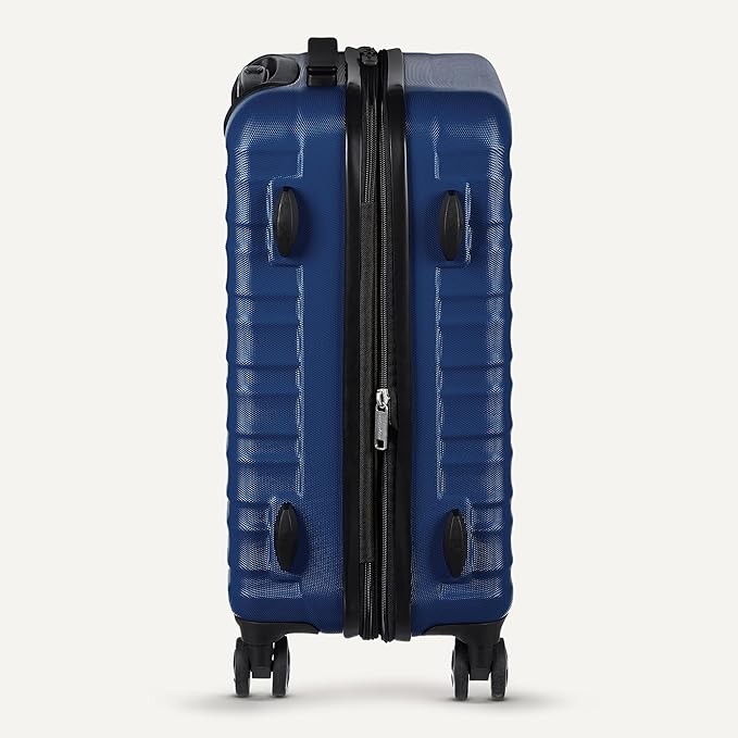 Amazon Basics 3-Piece Hardside Expandable Luggage Set (21" Carry-On, 26", 30"), Spinner Suitcases with Multi-directional Wheels, Scratch-Resistant Surface, Navy Blue