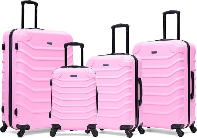 InUSA ENDURANCE Luggage with Spinner Wheels | Durable Lightweight Hardshell Suitcase, Travel Sets with Handle and Trolley | (20in, 24in, 28in, 32in) 4 Pieces Luggage Set | Pink