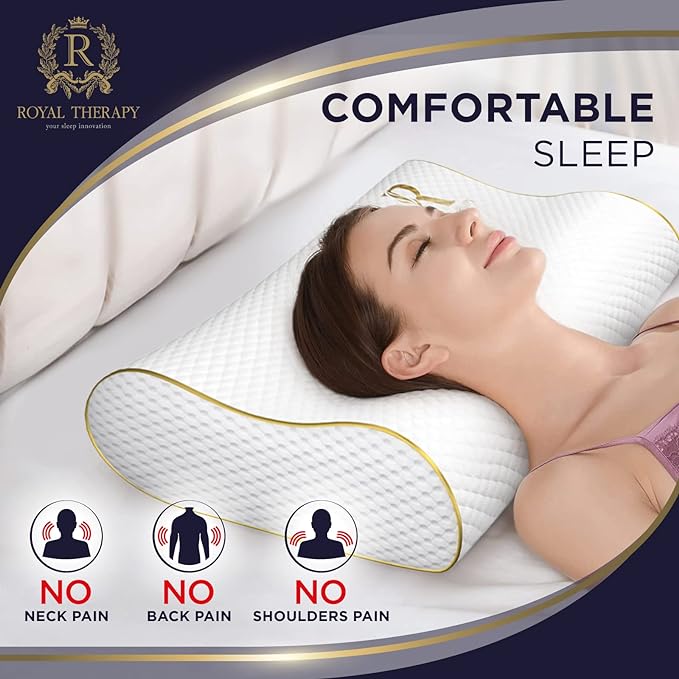 Royal Therapy 9-Pack Queen Memory Foam Pillow, Cervical, Queen Contour, Orthopedic Pillow for Neck Support, Neck Pain, Side Sleepers, CertiPUR-US
