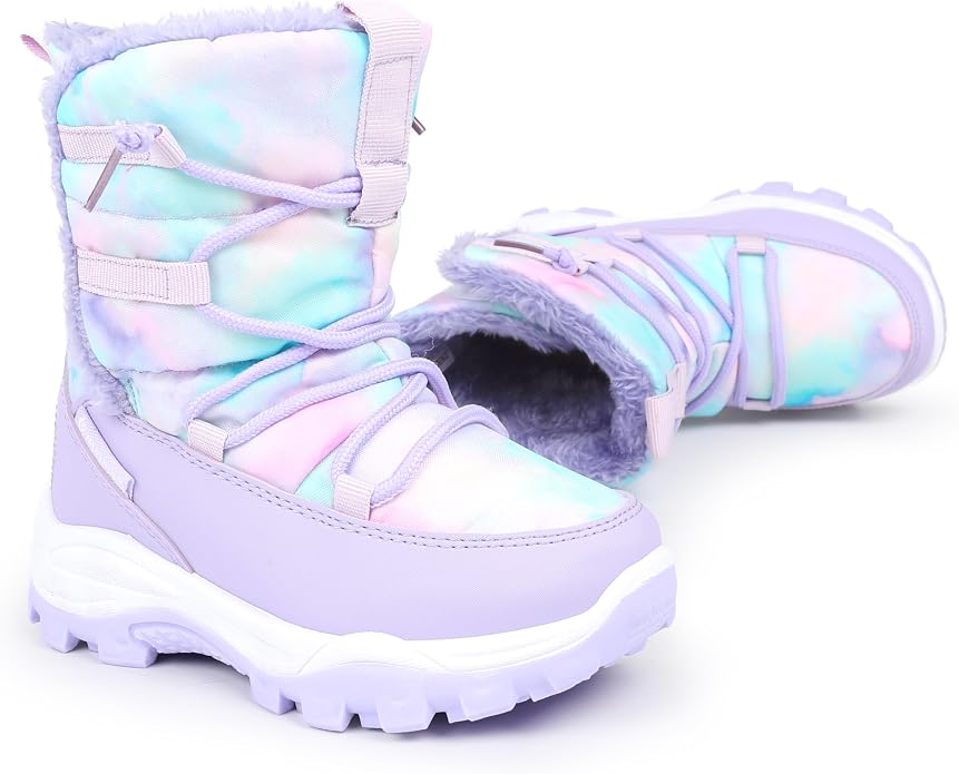CIOR Winter Snow Boots for Boy and Girl Outdoor Waterproof with Fur Lined(Toddler/Little Kids)