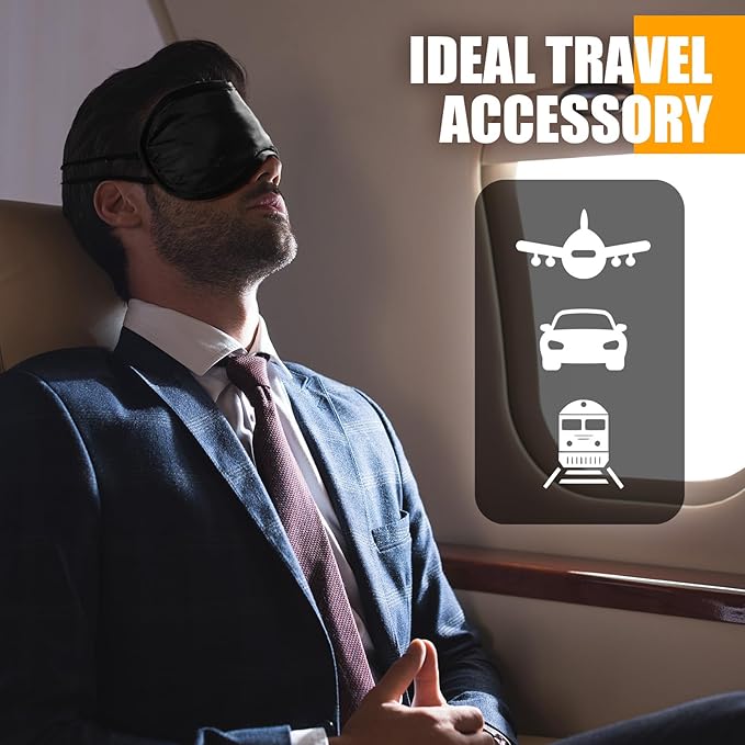 Tarpop 500 Pcs Eye Mask Sleeping Blindfold Eye Cover with Adjustable Strap for Games Party Team Building Travel Individually Wrapped Sleep Mask for Women Men (Black)