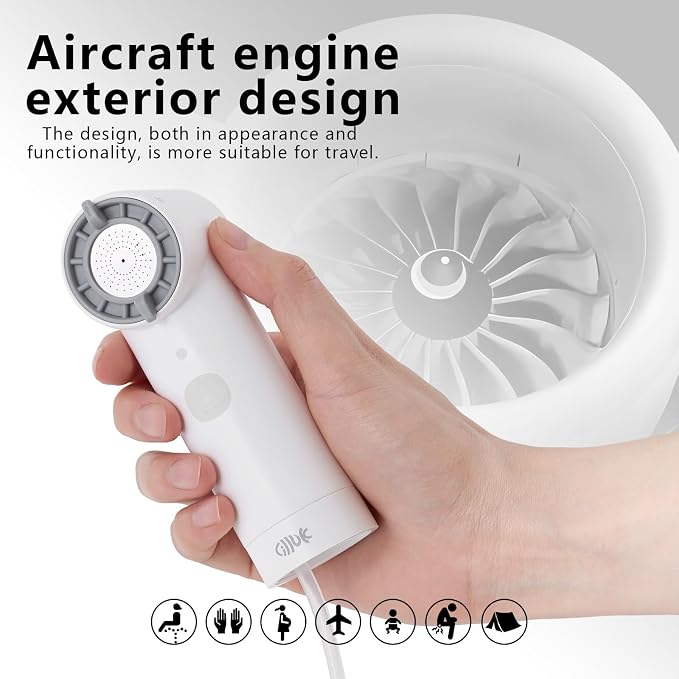 Portable Electric Bidet for Travel | Handheld Rechargeable Travel Bidet with 5 Spray Modes | Compact Personal Hygiene Solution for Camping, Hotel, Postpartum Care & Baby (White)