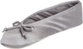 Isotoner Women's Satin Ballerina Slippers with Classic Ribbon Bow and Suede Sole