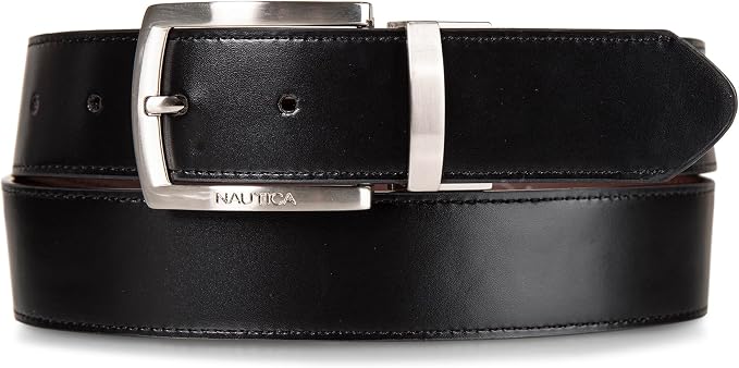 Nautica Men's Reversible Leather Belt | 2-in-1 | Classic | Everyday | Business | Work | Dress | Casual | Metal Buckle