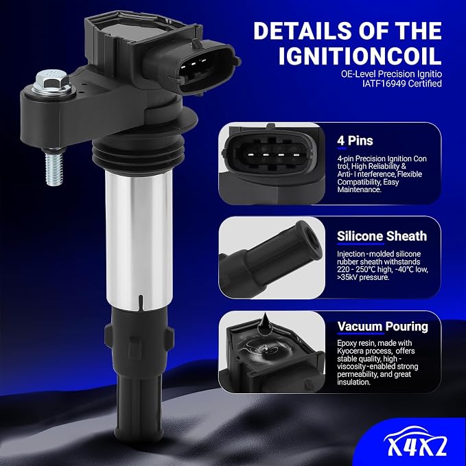 UF375 Ignition Coil & XP5263 Double Iridium Spark Plug for V6 Buick Allure,Enclave,LaCrosse,Rendezvous/Cadillac CTS SRX STS/GMC Acadia/Chevy Traverse Vectra/Saab 9-3/Saturn Outlook